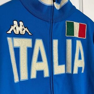Vintage Rare Kappa Italia Big Logo Embroidery Football Blue Jacket XXL